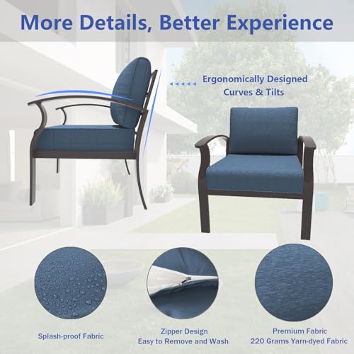 ALAULM Aluminum 2-Seat Patio Furniture Set, Outdoor Patio Conversation Set with 5.1" Cushions for Patio Backyard Poolside