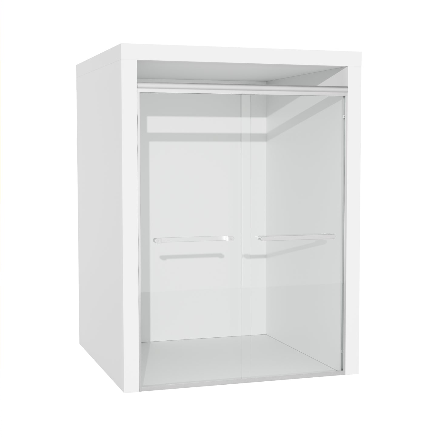 ALAULM Shower Door 44-48" W x 72" H Semi-Frameless Bypasss Bathroom Glass Shower Double Sliding Doors,1/4" (6mm) Clear SGCC Tempered Glass with Explosion-Proof Film, Black