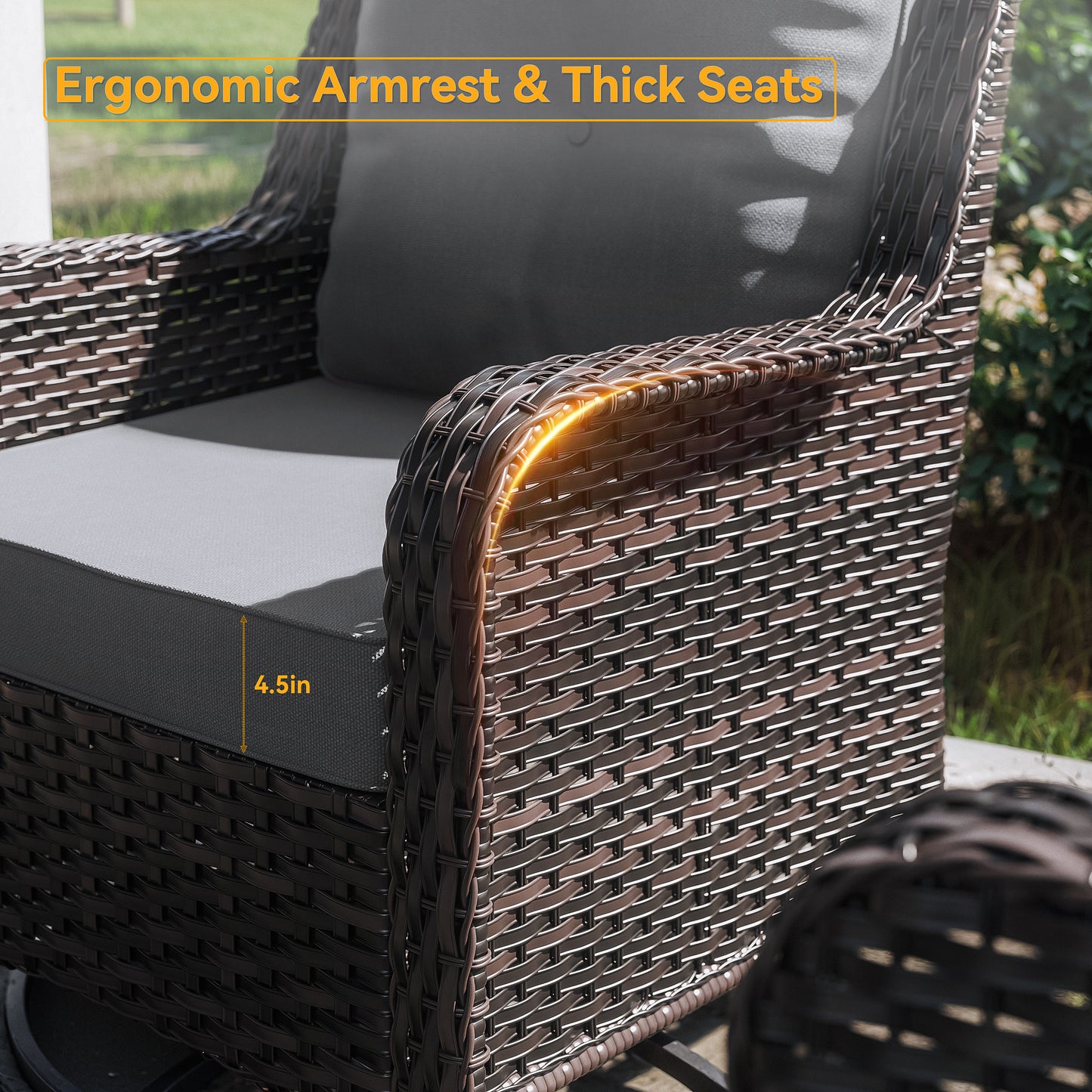Gotalnd 7-Piece Patio Furniture Set, Outdoor Thick Wicker Sectional Sofas with 2 Swivel Chairs, High Back Sectional Sofa Couch, Outdoor Conversation Set for Backyard, Porch, Deck