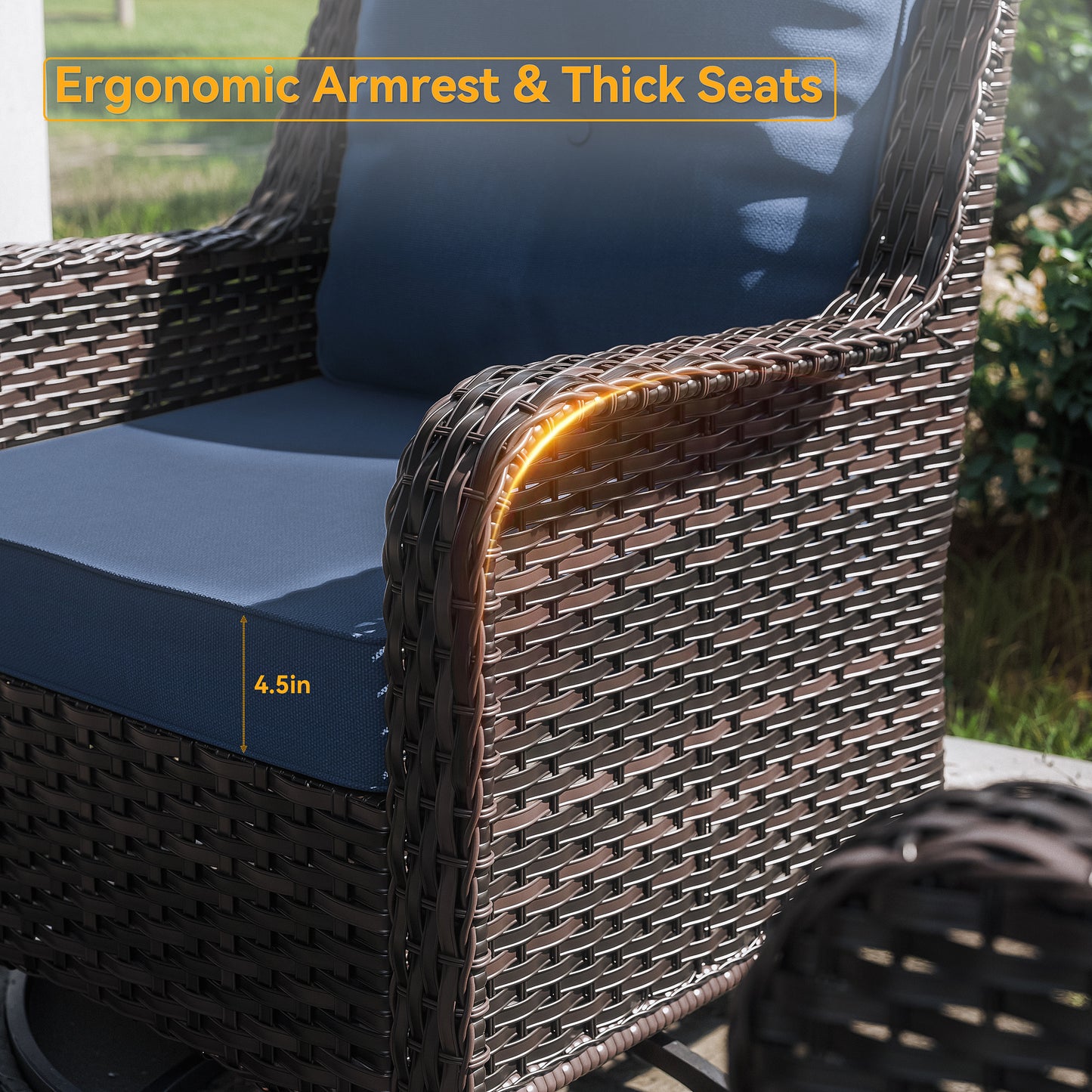 Gotalnd 7-Piece Patio Furniture Set, Outdoor Thick Wicker Sectional Sofas with 2 Swivel Chairs, High Back Sectional Sofa Couch, Outdoor Conversation Set for Backyard, Porch, Deck