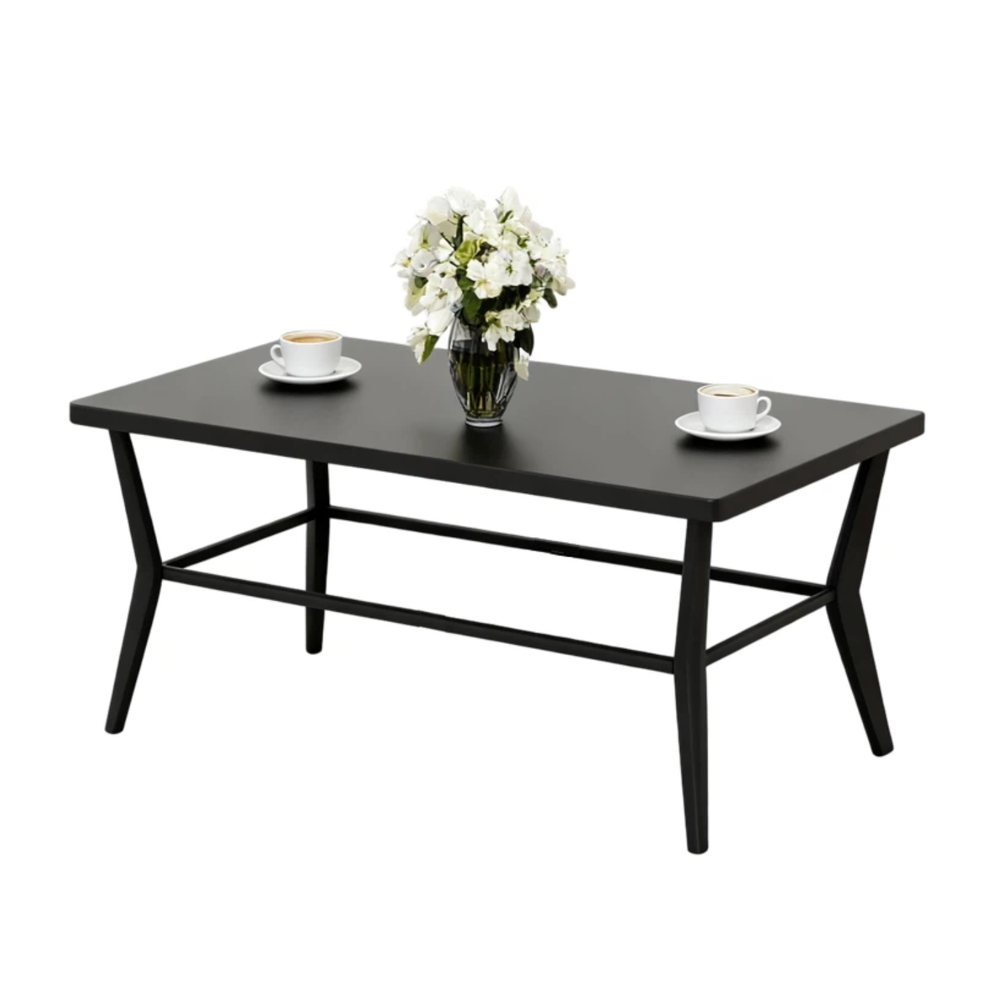 ALAULM Outdoor Modern Black Rectangular Coffee Table - Sturdy Design for Patio, poolside & porch