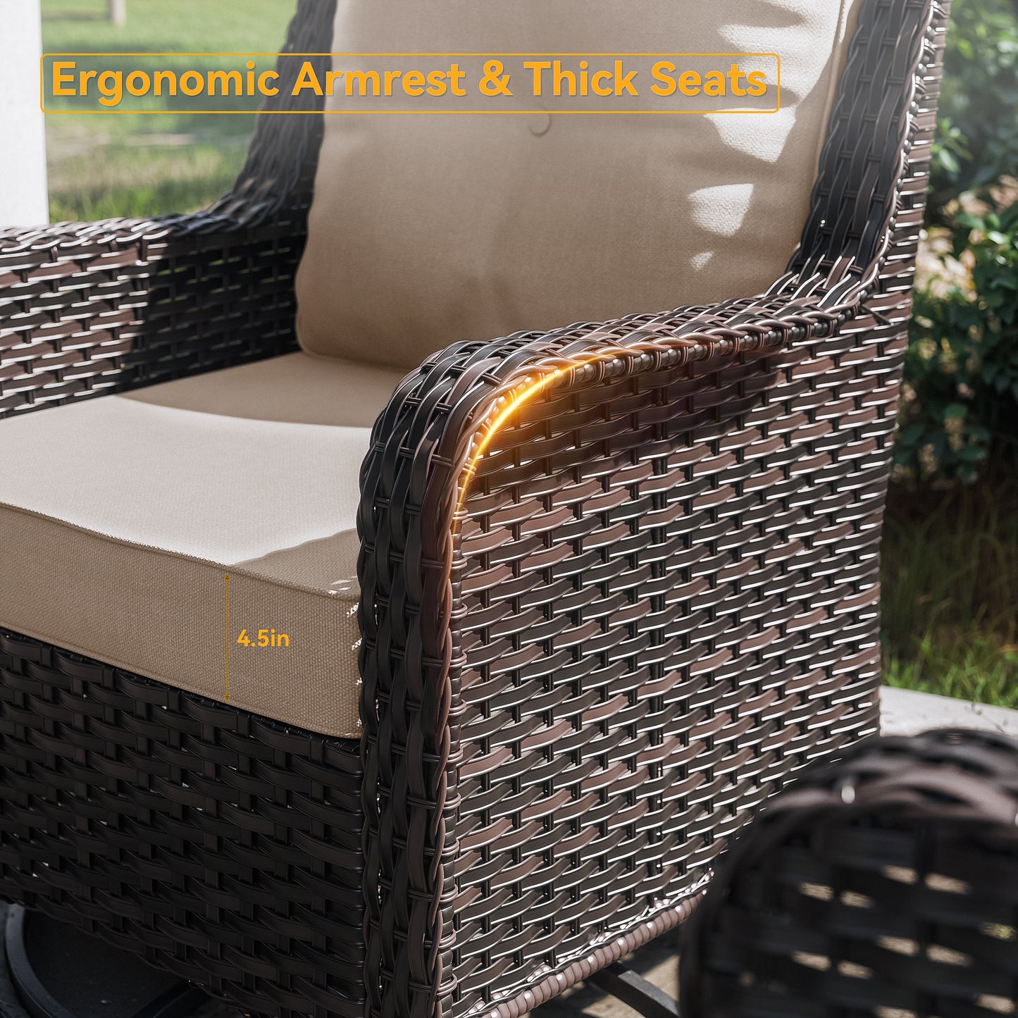 Gotalnd 7-Piece Patio Furniture Set, Outdoor Thick Wicker Sectional Sofas with 2 Swivel Chairs, High Back Sectional Sofa Couch, Outdoor Conversation Set for Backyard, Porch, Deck