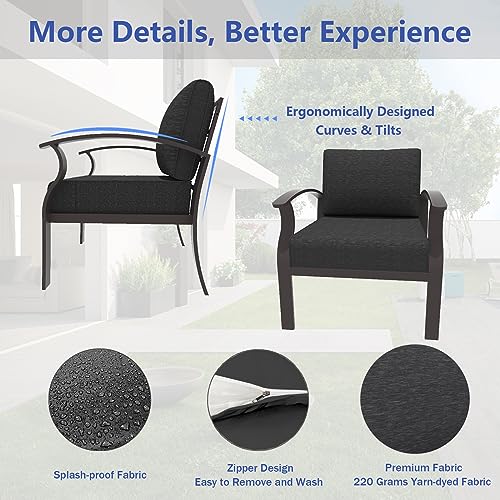 ALAULM Aluminum 2-Seat Patio Furniture Set, Outdoor Patio Conversation Set with 5.1" Cushions for Patio Backyard Poolside
