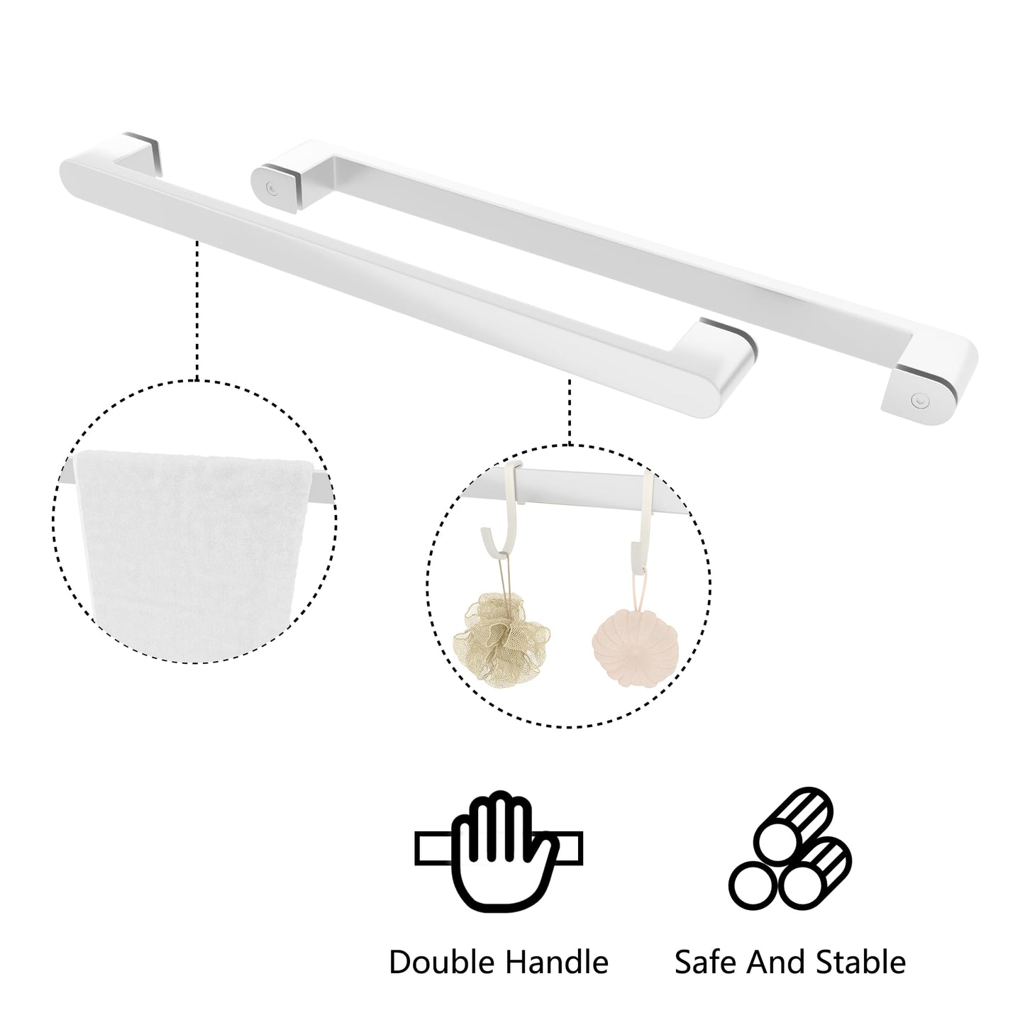 Gotland 44-48" W x 72" H Semi-Frameless Bypasss Bathroom Glass Shower Double Sliding Doors,1/4" (6mm) Clear SGCC Tempered Glass Stainless Steel Hardware Waterproof Seal Explosion-Proof Film