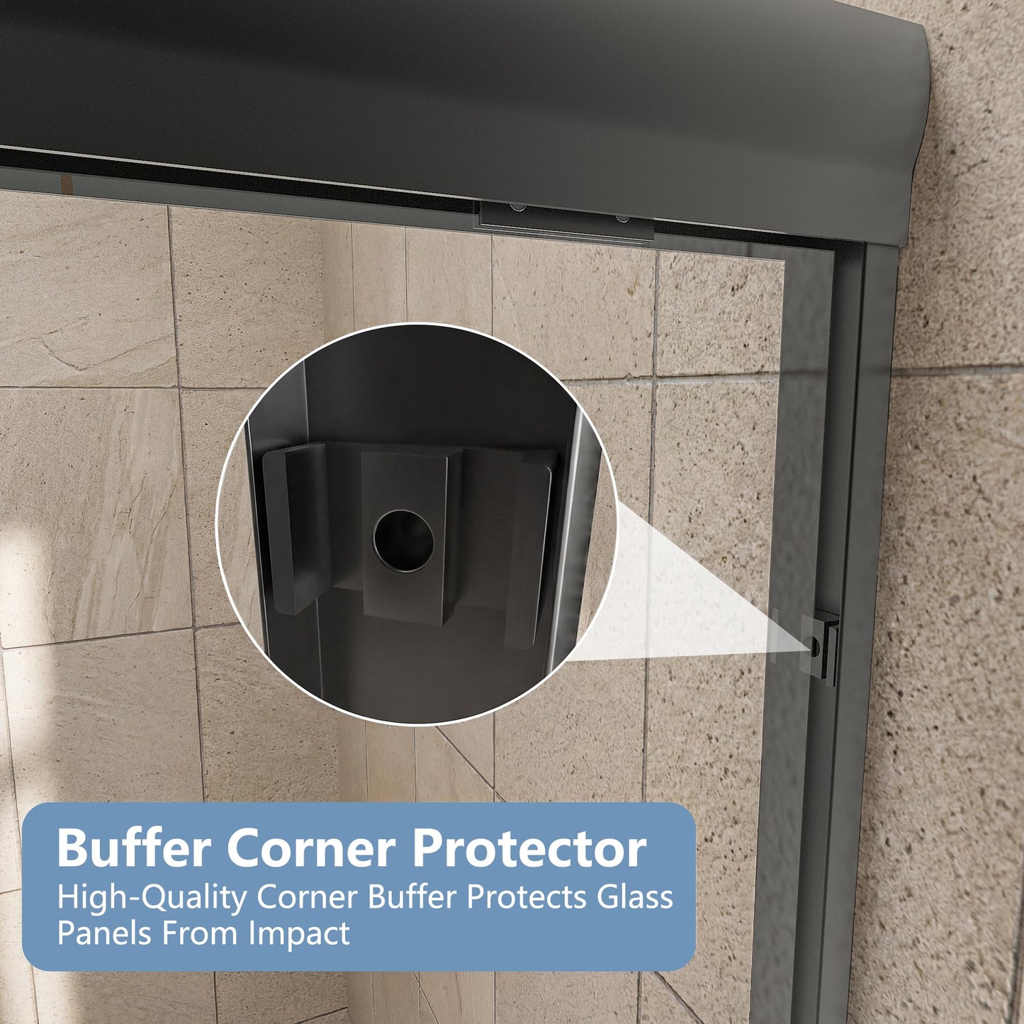 Gotland 44-48" W x 72" H Semi-Frameless Bypasss Bathroom Glass Shower Double Sliding Doors,1/4" (6mm) Clear SGCC Tempered Glass Stainless Steel Hardware Waterproof Seal Explosion-Proof Film