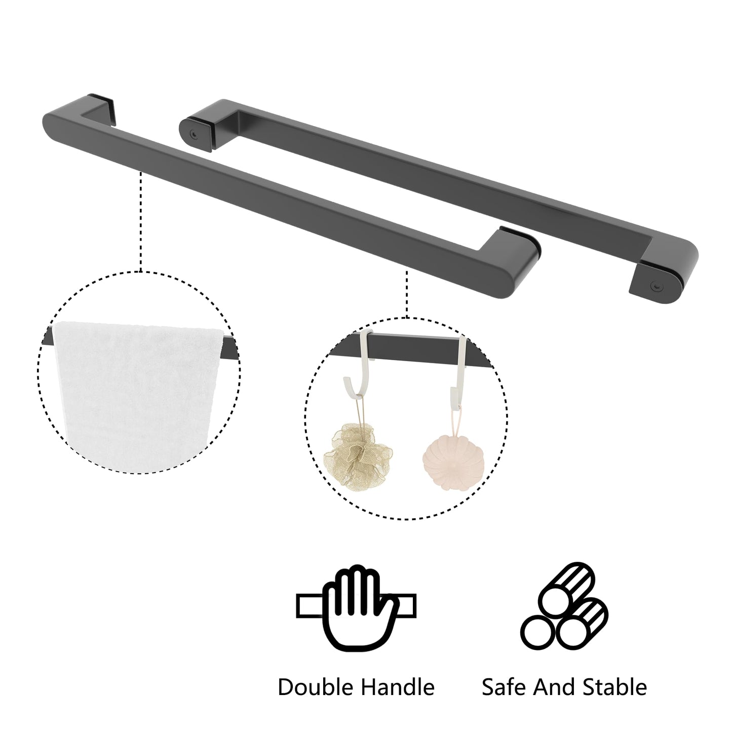 Gotland 44-48" W x 72" H Semi-Frameless Bypasss Bathroom Glass Shower Double Sliding Doors,1/4" (6mm) Clear SGCC Tempered Glass Stainless Steel Hardware Waterproof Seal Explosion-Proof Film