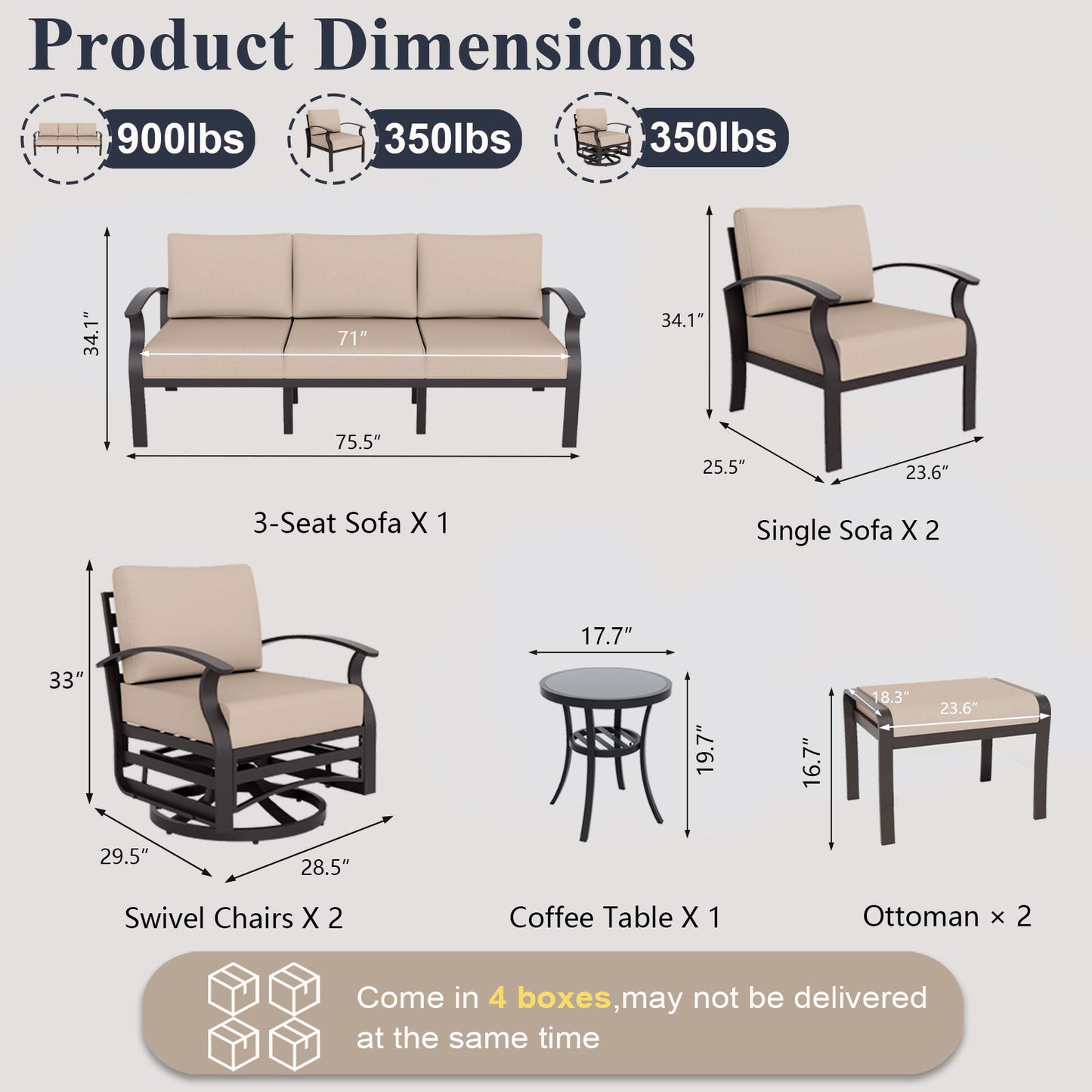 ALAULM 9-Seat Aluminum Patio Furniture Set, Outdoor Patio Conversation Set with Propane Fire Pit Table and 5.1" Cushions for Patio Backyard Poolside