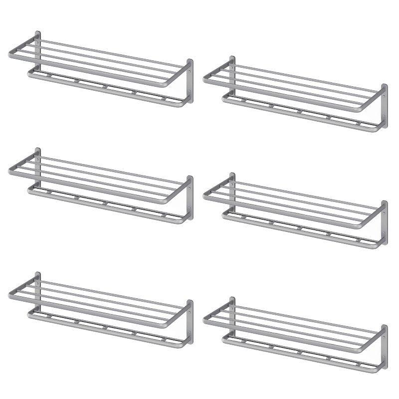 ALAULM Aluminum Alloy Bathroom Towel Shelf with Double Bars, 21" Double Towel Shelf for Bathroom, Wall Mounted Towel Holder, Towel Rod Towel Rail Hanger for Wall, Kitchen