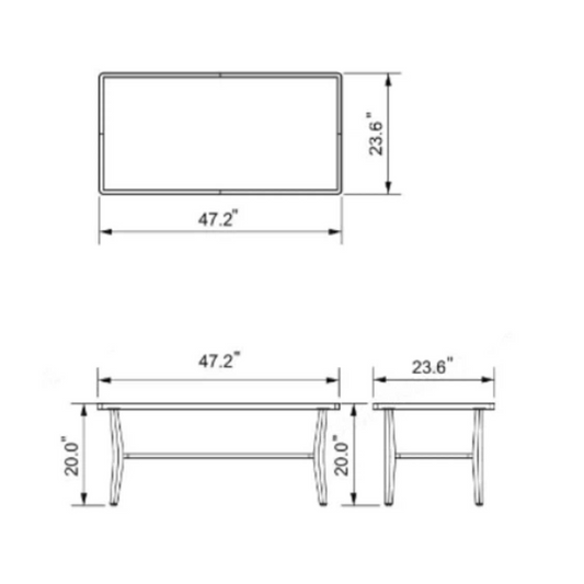 ALAULM Outdoor Modern Black Rectangular Coffee Table - Sturdy Design for Patio, poolside & porch