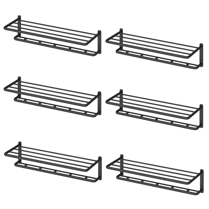 ALAULM Aluminum Alloy Bathroom Towel Shelf with Double Bars, 21" Double Towel Shelf for Bathroom, Wall Mounted Towel Holder, Towel Rod Towel Rail Hanger for Wall, Kitchen