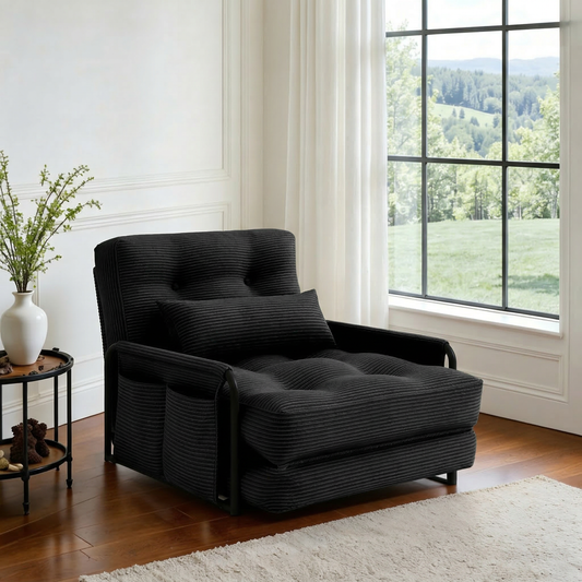 ALAULM Modern Single-Seater Folding Sofa Bed Convertible Sleeper Couch with Pillows, Storage Side, Versatile Floor Couch for Living Room Bedroom