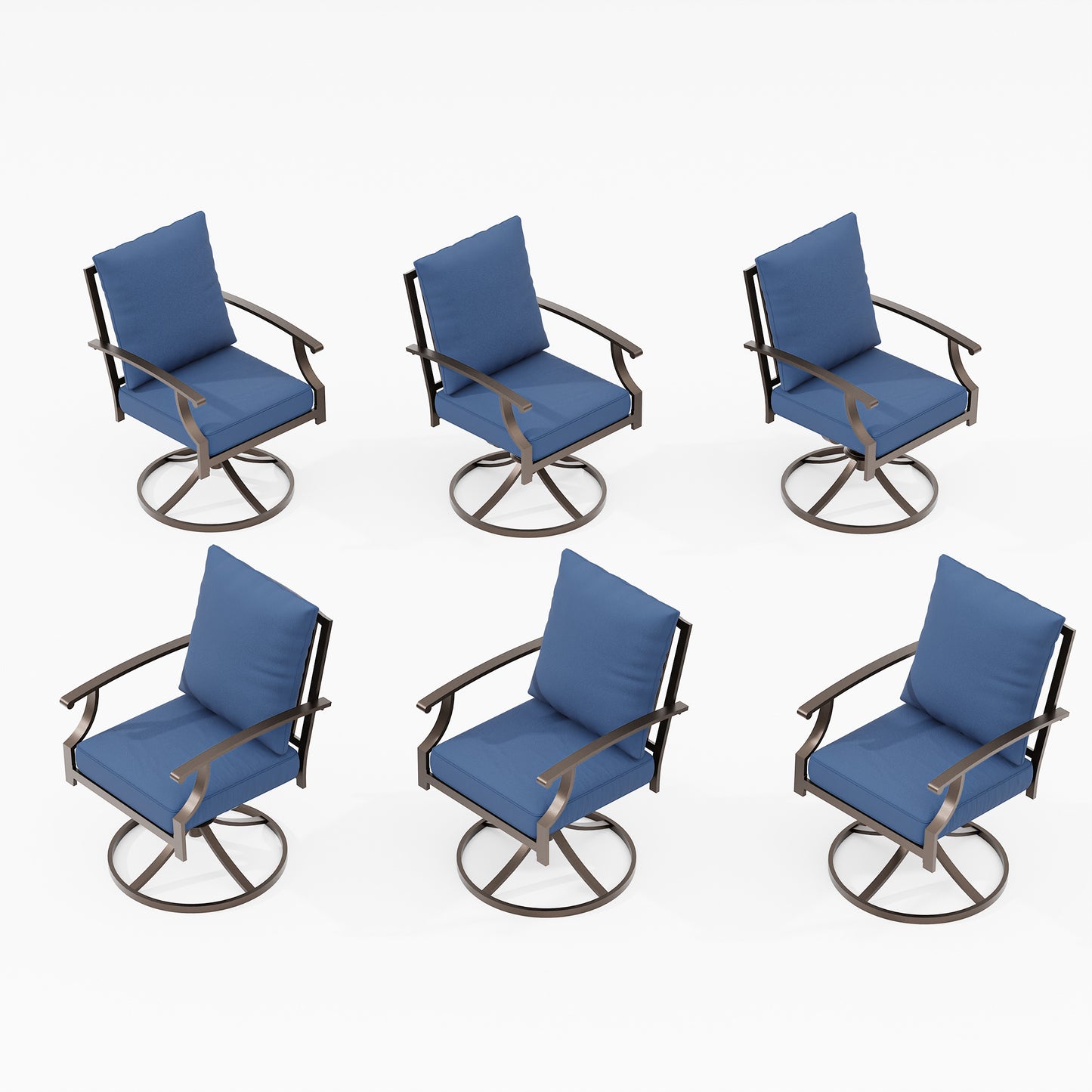 ALAULM Set of 2 Metal Swivel Rocking Patio Chairs, 360° Rotate & 15° Recline, Heavy-Duty Metal Frame Outdoor Dining Chairs with 3.2" cushion & Removable Covers (Sand)