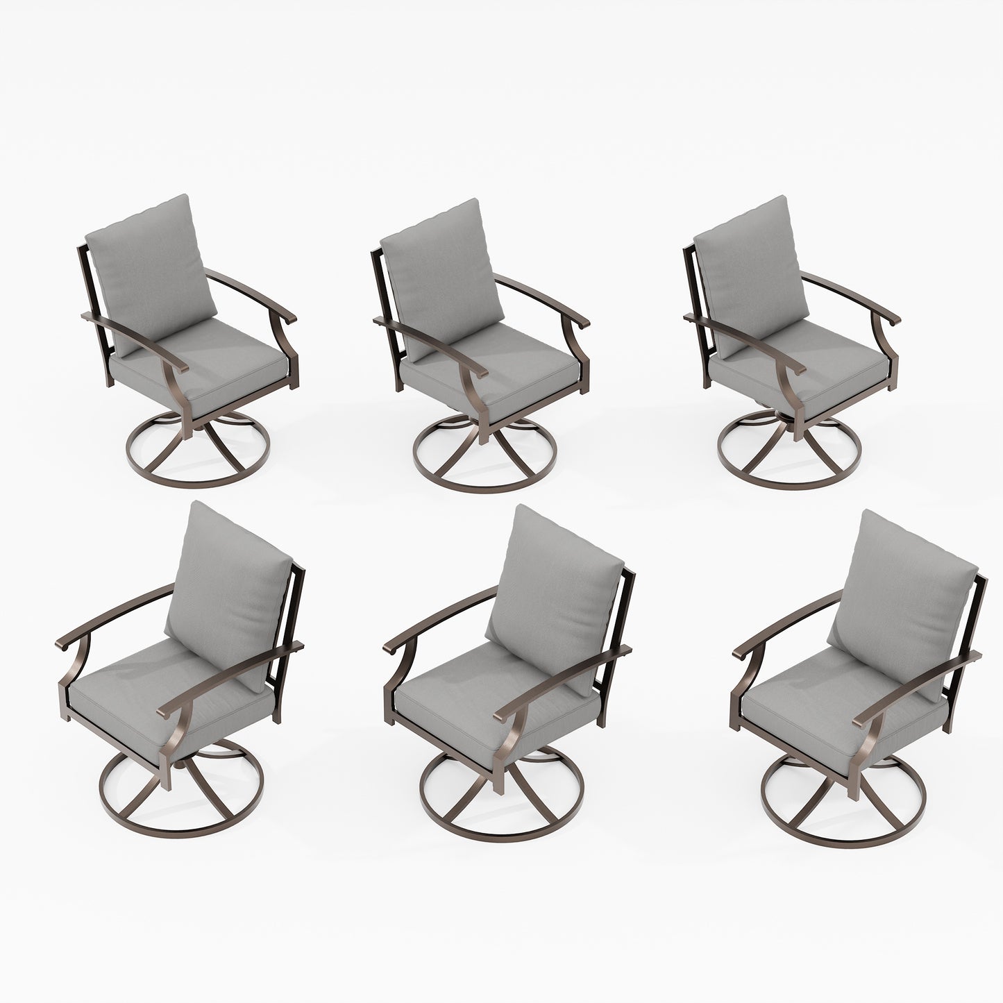 ALAULM Set of 2 Metal Swivel Rocking Patio Chairs, 360° Rotate & 15° Recline, Heavy-Duty Metal Frame Outdoor Dining Chairs with 3.2" cushion & Removable Covers (Sand)