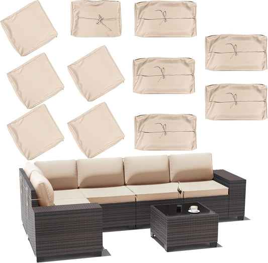 Outdoor Patio Cushion Cover,Washable Furniture Cover,Smooth and Thick Zipper Cover, Polyester Fabric Cover, Suitable for Replacement Sofa Seat,Sand (Slipcover Only)