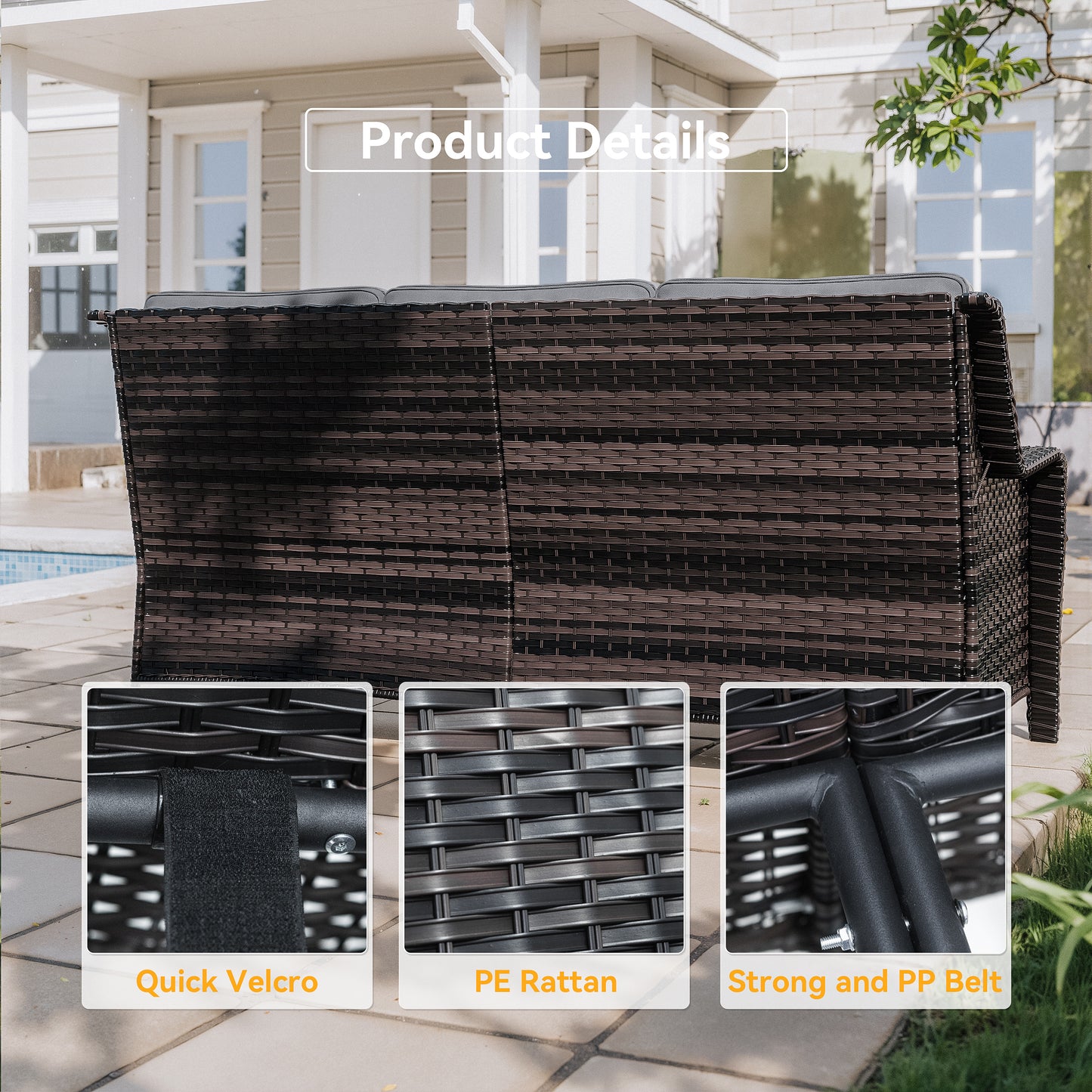 Gotalnd 7-Piece Patio Furniture Set, Outdoor Thick Wicker Sectional Sofas with 2 Swivel Chairs, High Back Sectional Sofa Couch, Outdoor Conversation Set for Backyard, Porch, Deck