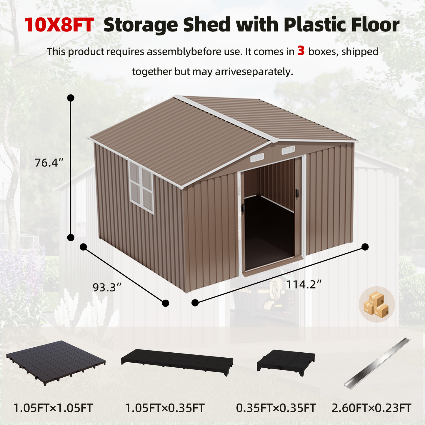 ALAULM 8FT x 6FT Outdoor Storage Shed with Floor and Lockable Doors,Waterproof Metal Garden Tool Shed,Galvanized Steel shed for Backyard,Garden,Patio