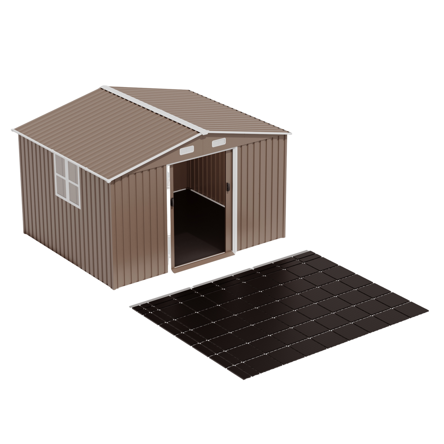 ALAULM 8FT x 6FT Outdoor Storage Shed with Floor and Lockable Doors,Waterproof Metal Garden Tool Shed,Galvanized Steel shed for Backyard,Garden,Patio