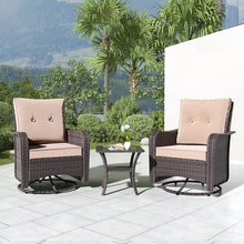 Load image into Gallery viewer, Kullavik 3 Pieces Patio Furniture Set,Outdoor Swivel Rocking Chairs Porch Furniture Patio Rattan Chairs with Table
