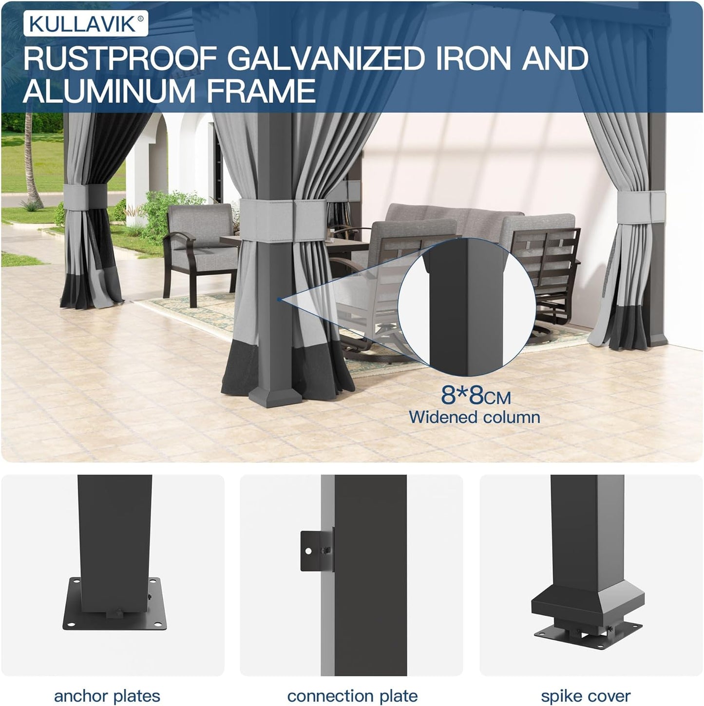 Hardtop Gazebo for Patio Wall-Mounted Gazebo