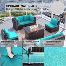 Load image into Gallery viewer, Kullavik 11PCS Outdoor Patio Furniture Set,PE Wicker Rattan Sectional Sofa Patio Conversation Sets with 43&quot; 55000BTU Gas Propane Fire Pit Table,Swivel Rocking Chairs Set
