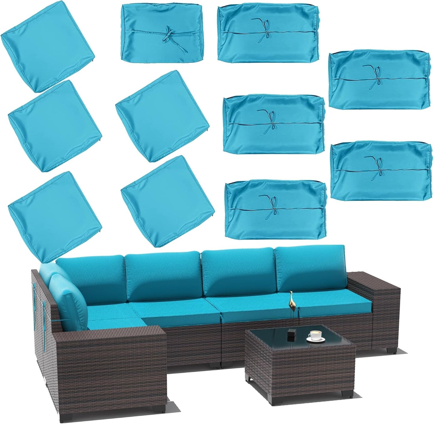 Outdoor Patio Cushion Cover,Washable Furniture Cover,Smooth and Thick Zipper Cover, Polyester Fabric Cover, Suitable for Replacement Sofa Seat,Sand (Slipcover Only)