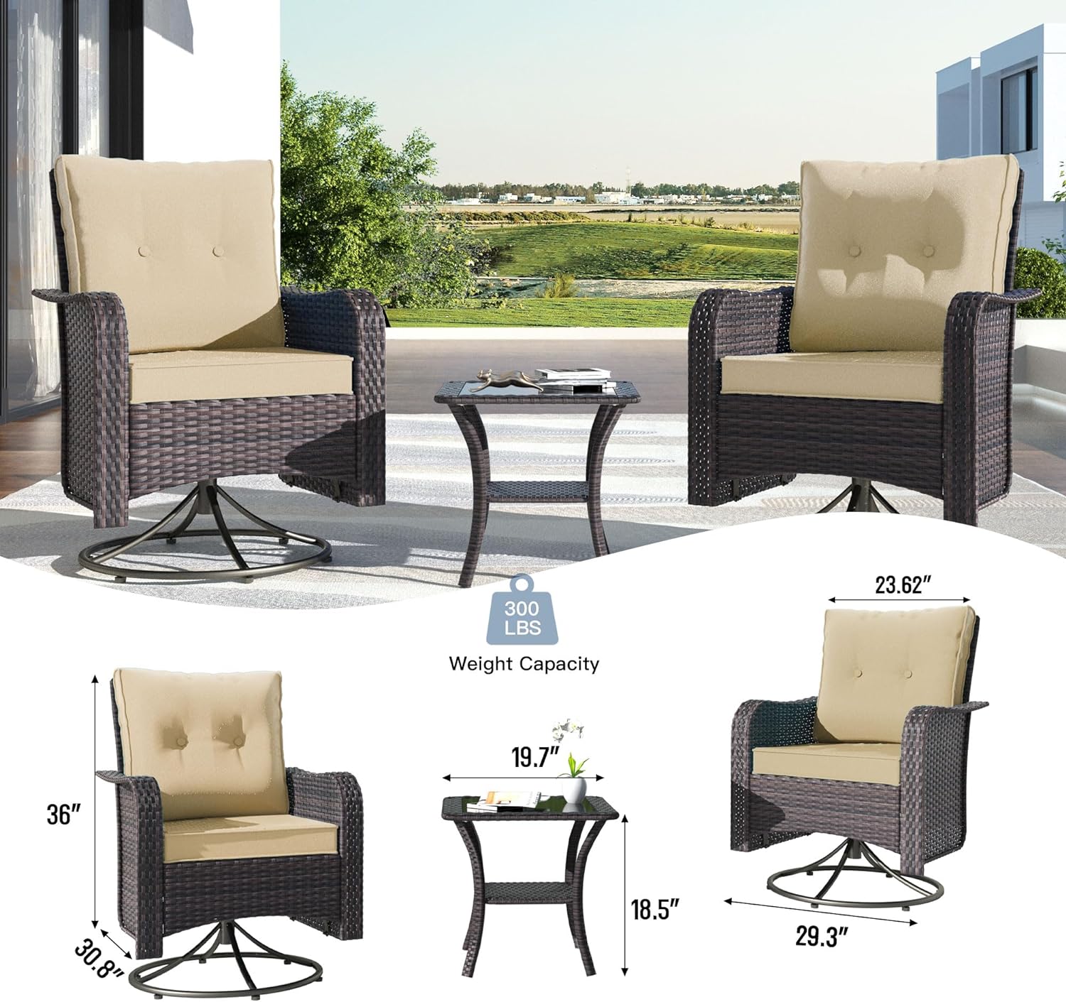 Outdoor Swivel Chairs Set Of Buenhomino Outdoor Swivel Rocker