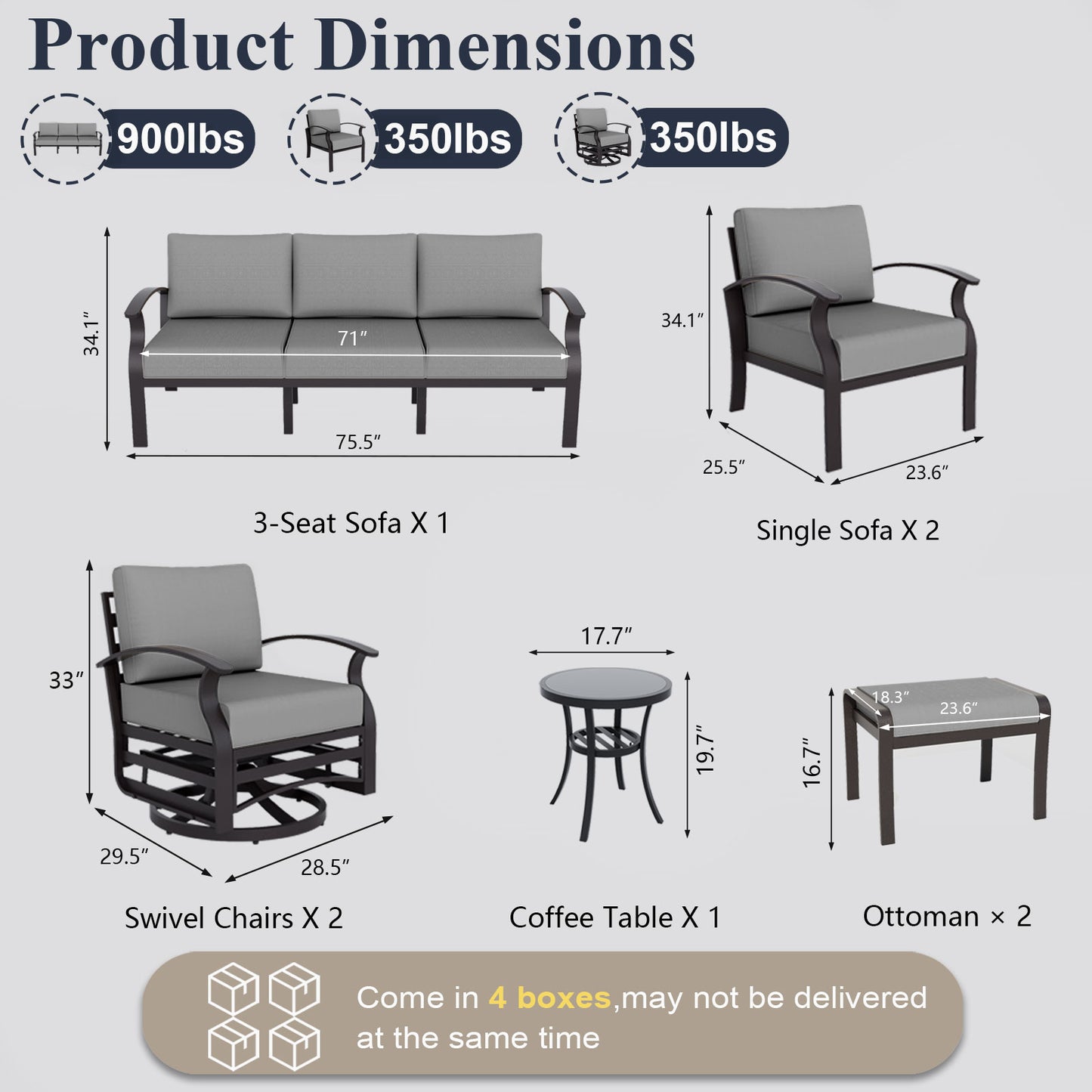 ALAULM 9-Seat Aluminum Patio Furniture Set, Outdoor Patio Conversation Set with Propane Fire Pit Table and 5.1" Cushions for Patio Backyard Poolside