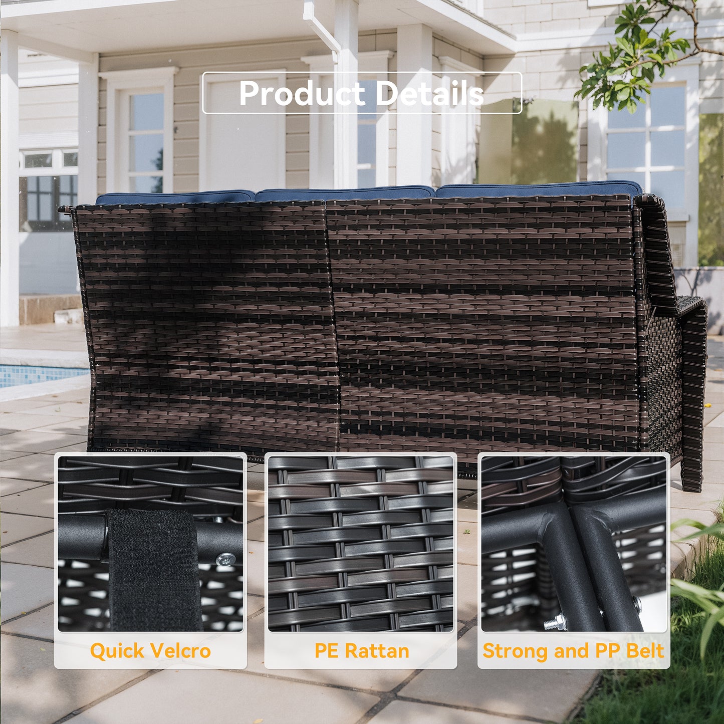 Gotalnd 7-Piece Patio Furniture Set, Outdoor Thick Wicker Sectional Sofas with 2 Swivel Chairs, High Back Sectional Sofa Couch, Outdoor Conversation Set for Backyard, Porch, Deck