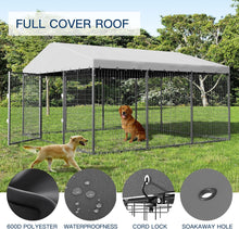 Load image into Gallery viewer, Kullavik Large Outdoor Dog Kennel,Heavy Duty Dog Cage with Roof,Galvanized Steel Dog Kennel Fence with Double Safety Locks,New

