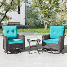 Load image into Gallery viewer, Kullavik 3 Pieces Patio Furniture Set,Outdoor Swivel Rocking Chairs Porch Furniture Patio Rattan Chairs with Table
