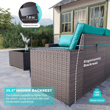 Load image into Gallery viewer, Kullavik 6 Pieces Outdoor Patio Furniture Set,PE Wicker Rattan Sectional Sofa Patio Conversation Sets,Blue
