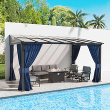 Load image into Gallery viewer, Hardtop Gazebo for Patio,Gazebo Pergola with Sloping Polycarbonate Pitched Roof,Durable Aluminum Frame &amp; Netting Curtain,Large Wall-Mounted Heavy Duty Awnings for Patio,Decks,Backyard
