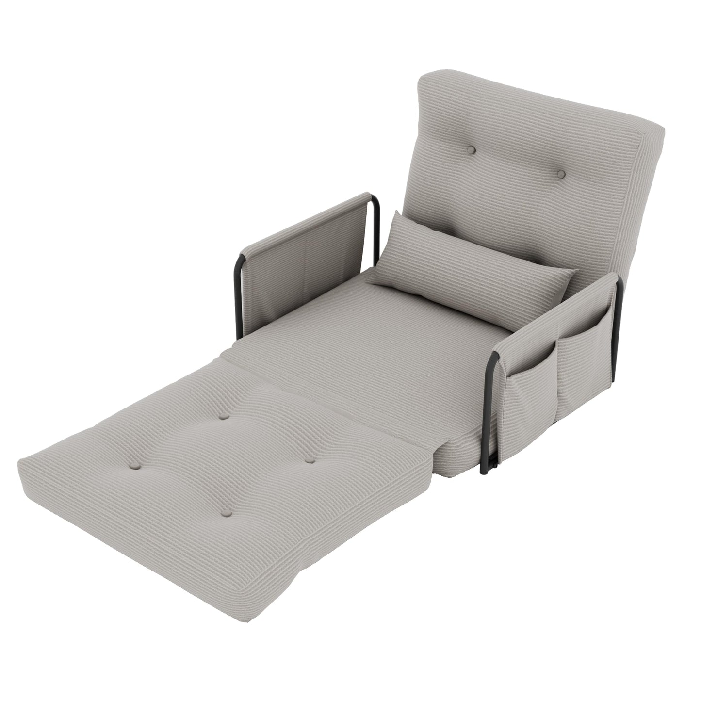 ALAULM Modern Two-Seater Folding Sofa Bed Convertible Sleeper Couch with Pillows, Storage Side, Versatile Floor Couch for Living Room Bedroom, White | Foldable, Comfortable, Multiple Usage