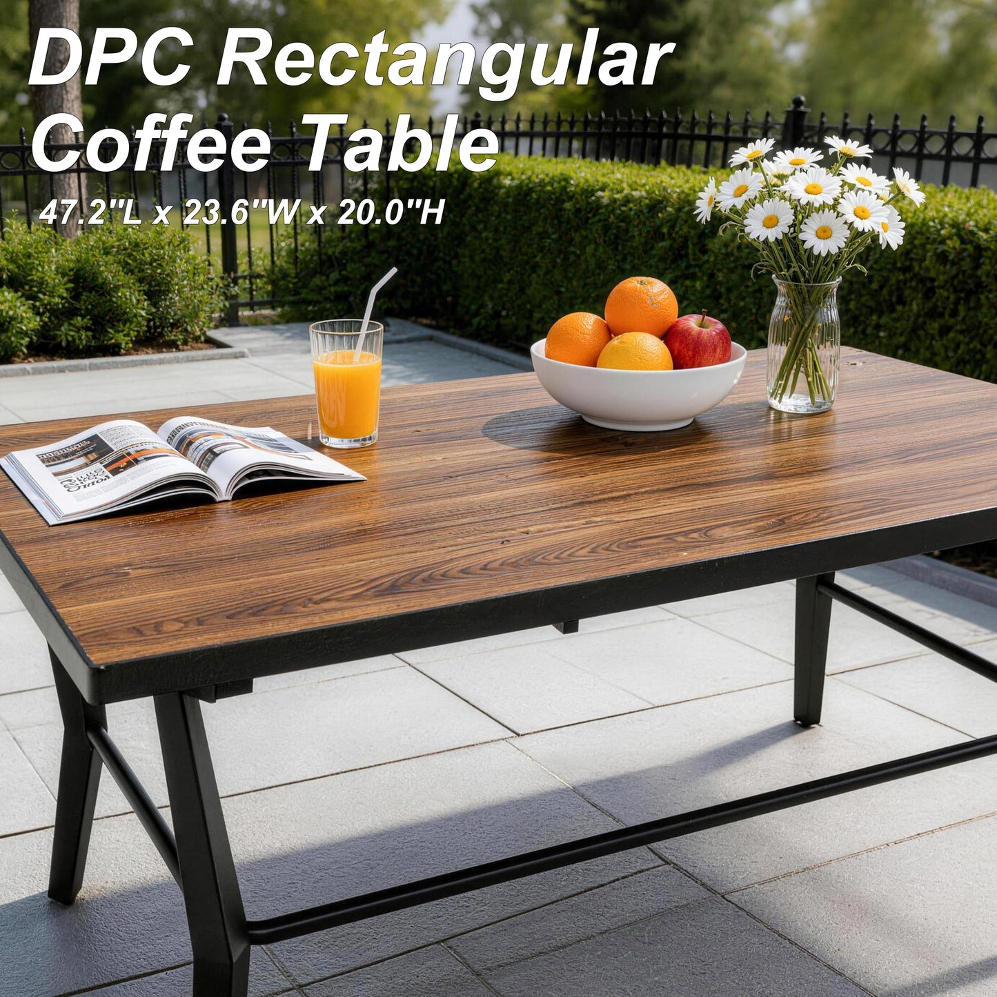 ALAULM Aluminum Patio Furniture Set with Coffee Table Rectangular, 5-seat Outdoor Sectional Furniture w/2 Swivel Chairs, Patio Conversation Set for Porch, Backyard, Poolside
