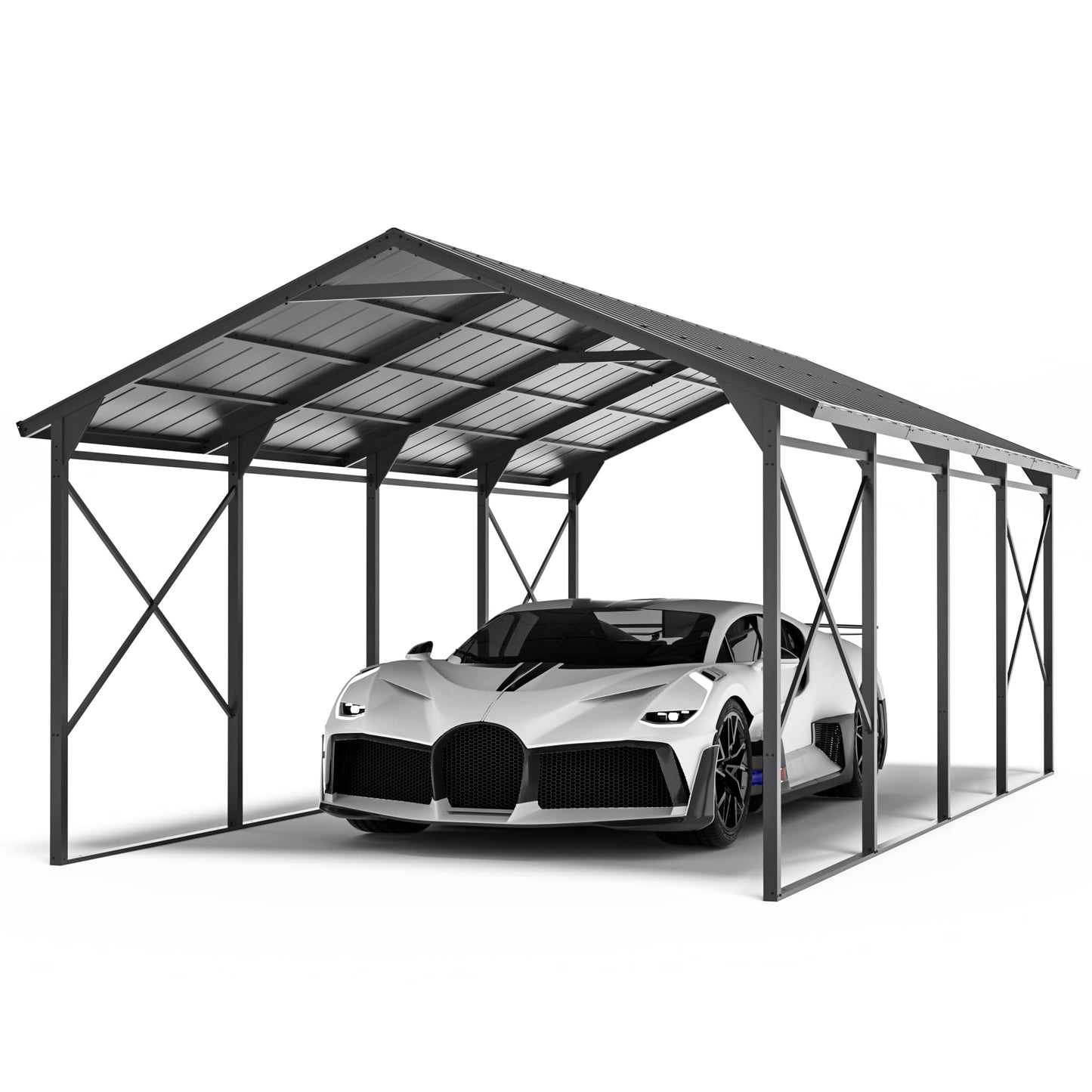 ALAULM 12x22 FT Heavy Duty Carport with Galvanized Steel Roof and Enhanced Frame, Durable Metal All Weather Carport Garage for Cars,Trucks,Boats,and Tractors-Grey