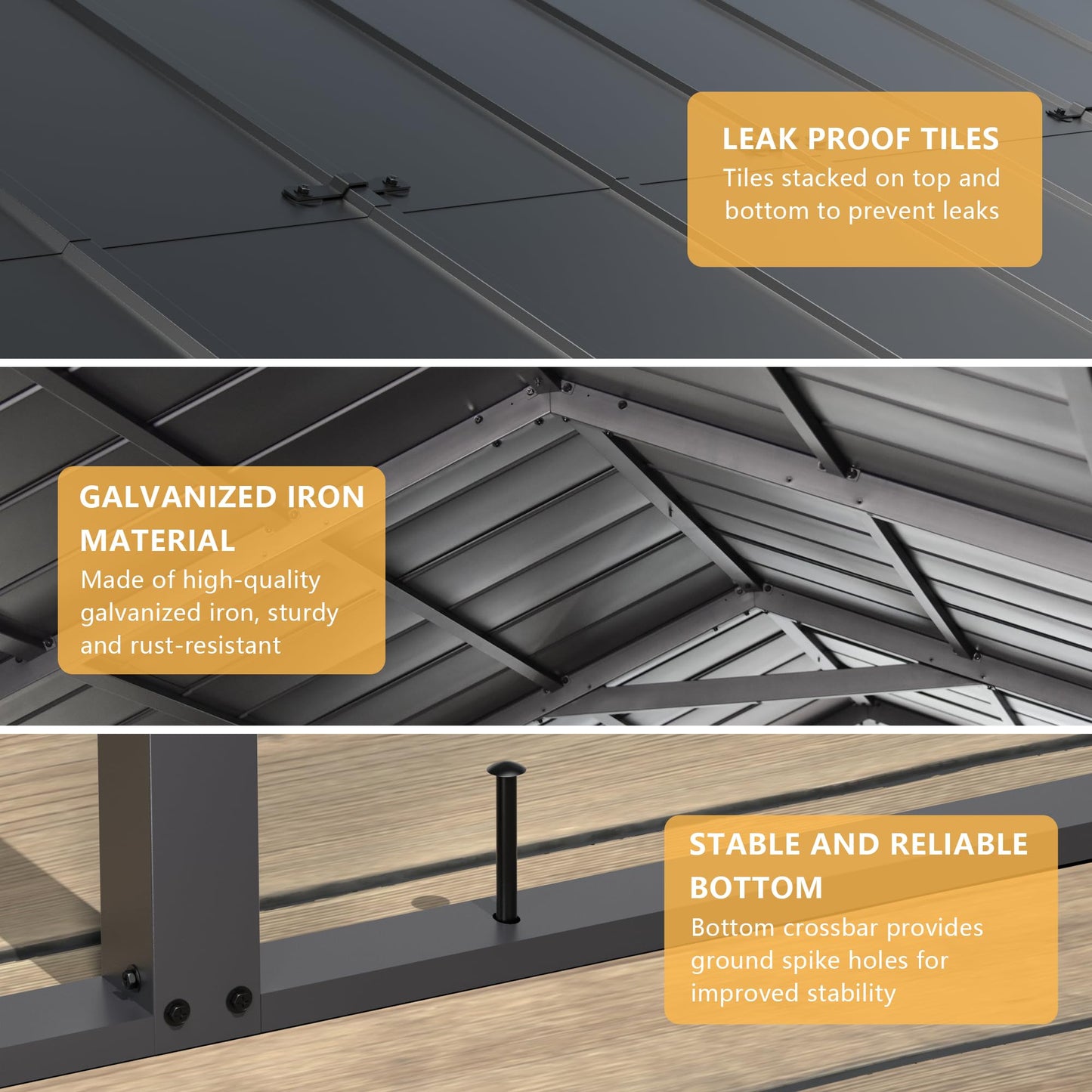 ALAULM 12x22 FT Heavy Duty Carport with Galvanized Steel Roof and Enhanced Frame, Durable Metal All Weather Carport Garage for Cars,Trucks,Boats,and Tractors-Grey