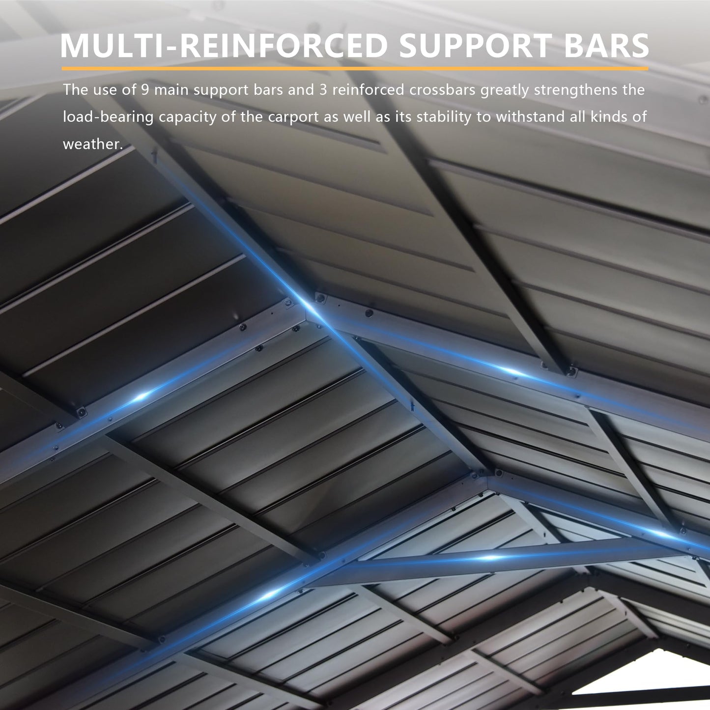 ALAULM 12x22 FT Heavy Duty Carport with Galvanized Steel Roof and Enhanced Frame, Durable Metal All Weather Carport Garage for Cars,Trucks,Boats,and Tractors-Grey