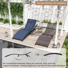 Load image into Gallery viewer, 3-Piece Outdoor Foldable Chaise Lounge in Navy Cushion with Side Table
