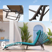 Load image into Gallery viewer, 3-Piece Outdoor Foldable Chaise Lounge in Turquoise Cushion with Side Table
