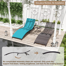 Load image into Gallery viewer, 3-Piece Outdoor Foldable Chaise Lounge in Turquoise Cushion with Side Table

