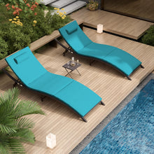 Load image into Gallery viewer, 3-Piece Outdoor Foldable Chaise Lounge in Turquoise Cushion with Side Table
