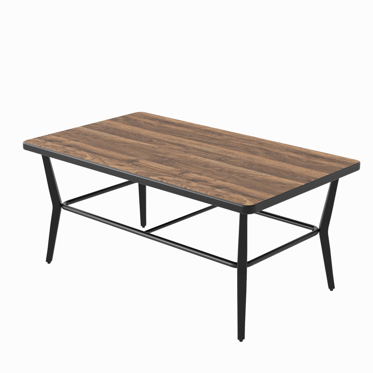 ALAULM Outdoor Coffee Table, 47" Rectangle Metal Patio Coffee Table with DPC Stone-Plastic Top, All-Weather Coffee Table for Patio, Garden, Balcony, Poolside
