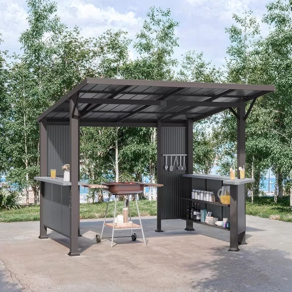 Kullavik 10x10 Outdoor BBQ Gazebo Shelter,Hardtop Grill Gazebo Canopy,Outdoor Metal Grill Gazebo Tent for Barbecue and Picnic,Galvanized Steel BBQ Gazebo for Patio,Backyard,Lawn,Garden