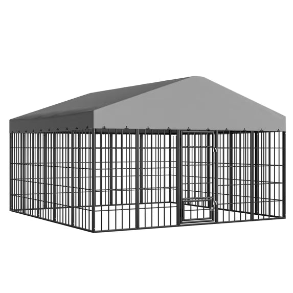 Gotland Large Outdoor Dog Kennel Heavy Duty Cage Fence with Waterproof Roof Cover and Sturdy Galvanized Metal Frame,Double Safety Locks