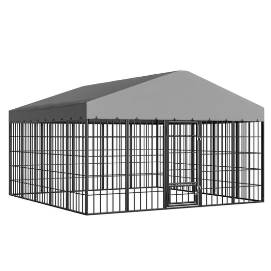 Gotland Large Outdoor Dog Kennel Heavy Duty Cage Fence with Waterproof Roof Cover and Sturdy Galvanized Metal Frame,Double Safety Locks