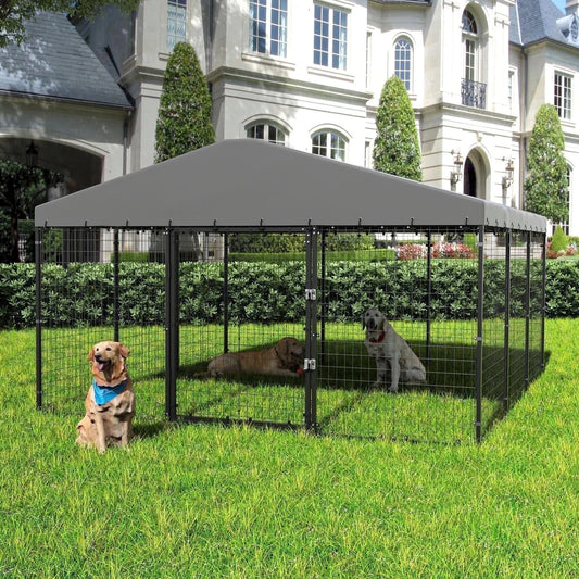 ALAULM Outdoor Dog Kennel with Waterproof Cover & Safety Locks