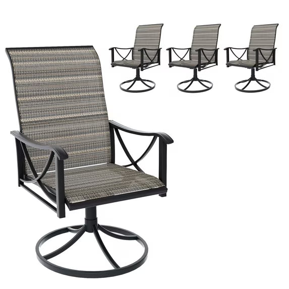 ASJMR 2PCS All-Weather Outdoor Dining Chairs, Textilene Swivel Chairs for 2-Person, Brown