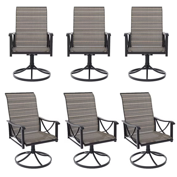 ASJMR 2PCS All-Weather Outdoor Dining Chairs, Textilene Swivel Chairs for 2-Person, Brown