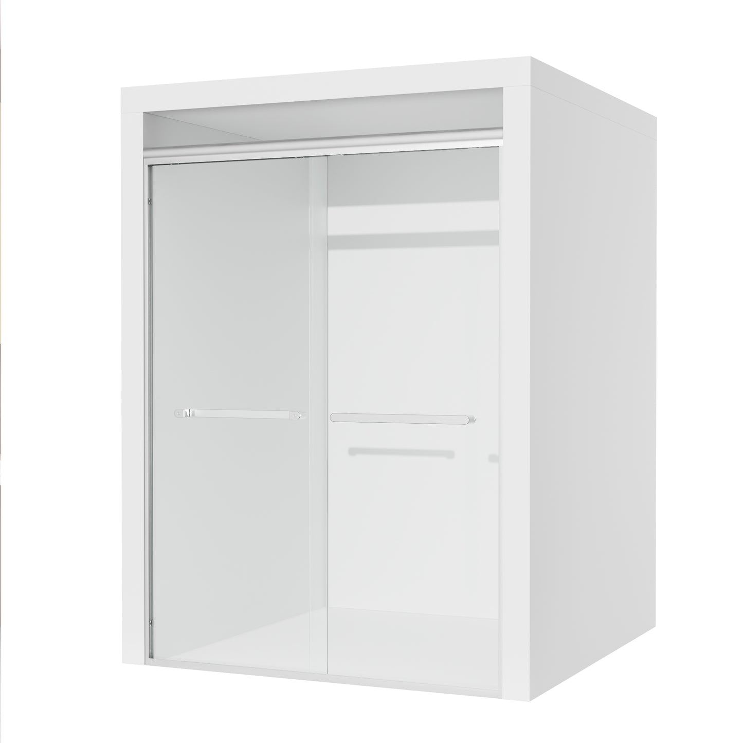 ALAULM Shower Door 44-48" W x 72" H Semi-Frameless Bypasss Bathroom Glass Shower Double Sliding Doors,1/4" (6mm) Clear SGCC Tempered Glass with Explosion-Proof Film, Black