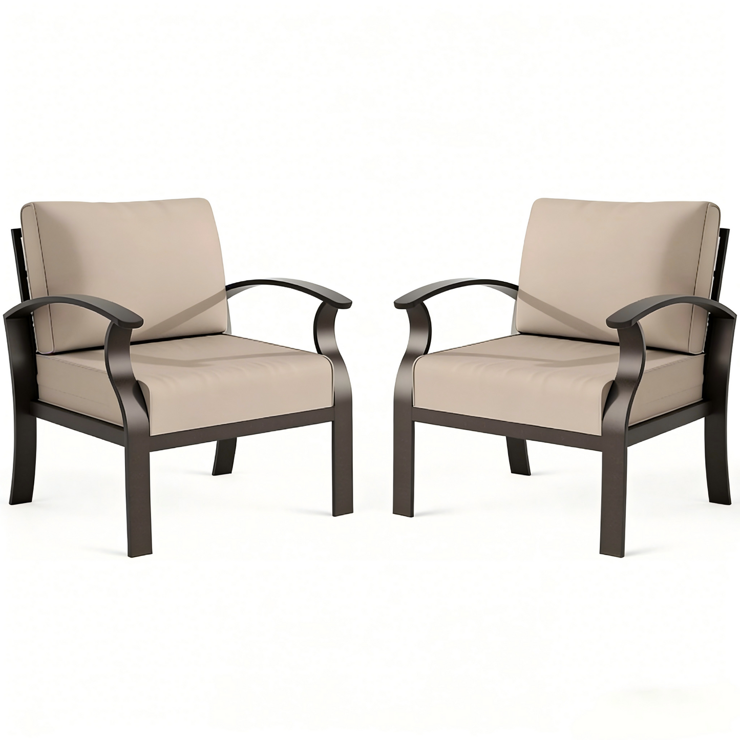 ALAULM Aluminum 2-Seat Patio Furniture Set, Outdoor Patio Conversation Set with 5.1" Cushions for Patio Backyard Poolside